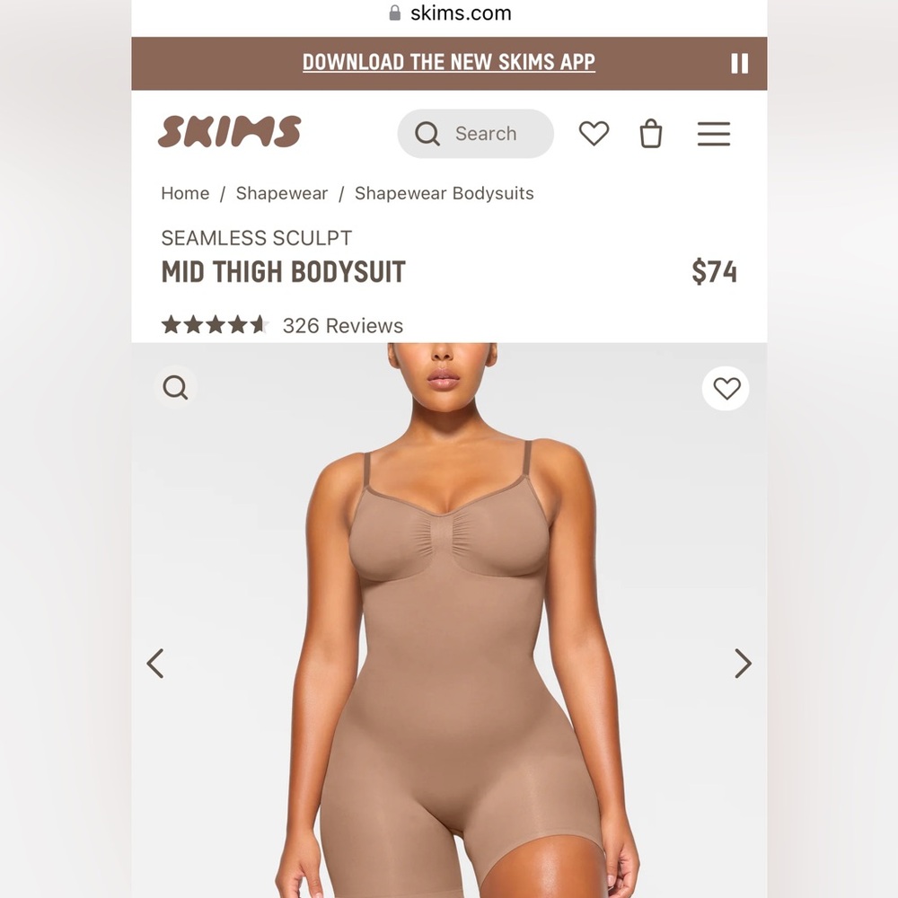 NEW WITH TAGS SKIMS Seamless Sculpt Mid Thigh Bodysuit